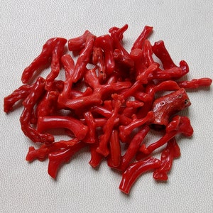 Natural Red Italian Stick Coral Gemstone Sea Coral Polished Stick Lot. Italian Red Coral Polished Stick, Natural Gemstone Jewelry Making.