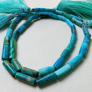 100% Natural Arizona Turquoise Tube Shape Beads, Turquoise Smooth Rondell Beads, 8 Inch Arizona Turquoise Gemstone Beads, Handmade Beads