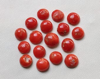 Coral rojo redondo, cabujón de coral rojo italiano 100 % natural, forma redonda de coral, coral redondo pulido a mano, piedra preciosa de coral liso