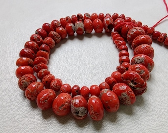 Coral Rondelle beads -coral 24 MM To 5 MM beads -16 Inches Strand, wholesale coral beads -Smooth coral beads - coral beads supplies