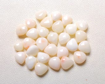 Coral blanco natural, coral japonés natural de 34 quilates, piedra preciosa de coral blanco en forma de corazón, piedra preciosa de coral japonés lisa y pulida.