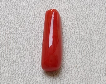 Hermosa piedra preciosa de coral rojo italiano 100 % natural, cabujón de coral rojo italiano, piedra preciosa de coral suelta, forma de cápsula de coral rojo para hacer joyas