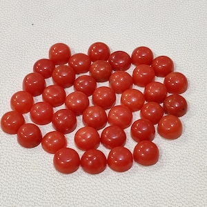 Cabujón de coral calibrado, gema de coral rojo natural italiano, forma redonda, cabujón de coral de alta calidad de 5 mm, gemas de coral [[M726]