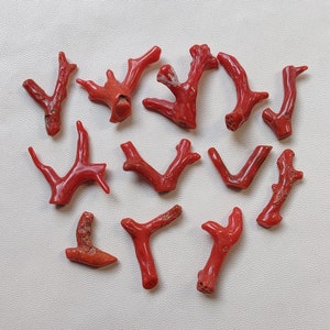 Pietra preziosa di corallo rosso italiano naturale al 100%, ramo sciolto di corallo lucidato qualità AA+ Bastoncino di corallo liscio Bastoncini di corallo di design con pietre preziose AZ152