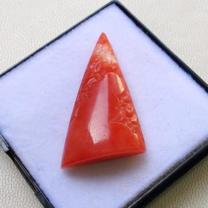 100% Natural Japanese Coral Gemstone, Red Coral Carved Fancy Shape Gemstone, Top Quality Coral Gemstone, 30x16 MM, 15 Cts, For Pendant