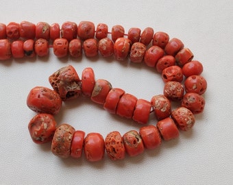 Red Coral Smooth Rondelle Beads, 18 Inches Natural Coral Rondelle Beads Coral Smooth Beads Red Coral beads Wholesale Coral Plain Beads