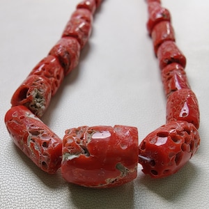 16 Inches Strand, AAA Natural Italian Coral Smooth Tube | Coral Gemstone Smooth Beads  17X9 To 9X8 MM Coral Tube Shape Beads | Coral beads