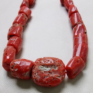 14 Inches Strand, AAA Natural Italian Coral Smooth Tube | Coral Gemstone Smooth Beads | 16X15 To 9X6 MM Coral Tube Shape Beads | Coral beads