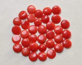 Cabujón de coral rojo italiano 100 % natural, piedra preciosa de coral rojo italiano suelta, fabricación de joyas, forma redonda de coral.