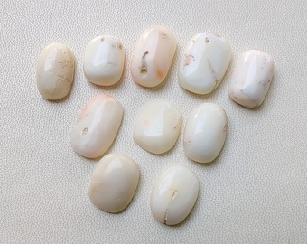 Vit korall, naturlig dyrbar vit korall, oval vit korall cabochoner, vacker vit japansk korall för att tillverka smycken.