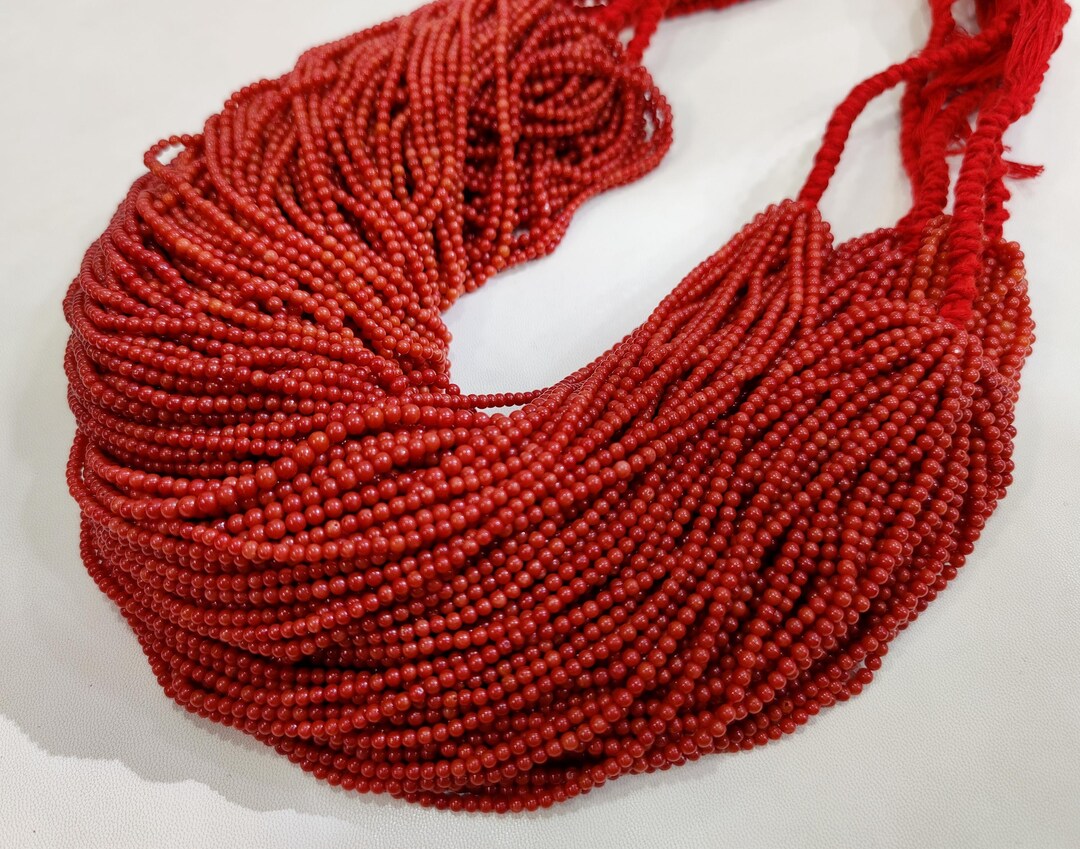 16"inches Coral Strands Natural Italian Coral Beads Round Shape Beads 4 ...