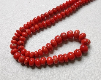 16 Inches Strand, coral Rondelle beads -coral 8 To 4 MM beads - AAA+ Quality beads -Smooth coral beads - coral beads supplies