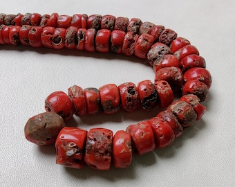 16 Inches Strand, coral Rondelle beads -coral 15 MM To 7 MM beads - wholesale coral beads -Smooth coral beads - coral beads supplies