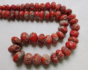 16 Inches Strand, coral Rondelle beads -coral 15 MM To 6 MM beads - wholesale coral beads -Smooth coral beads - coral beads supplies