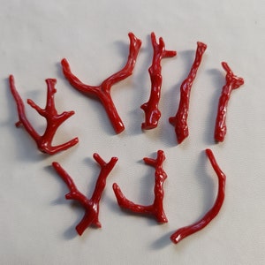 51 quilates 8 piezas de rama de coral italiano/palo de coral/coral rojo/palo de coral rojo liso de coral. Fabricación de joyas con varillas de coral pulido