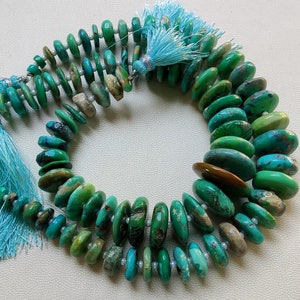 AAA+ Natural Arizona Turquoise Rondell Shape Beads, Turquoise Smooth Rondell Beads, 8 Inch Arizona Turquoise Gemstone Beads, Handmade Beads