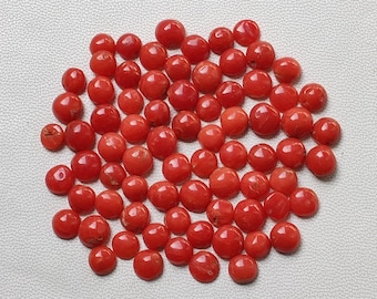 Piedra preciosa de coral rojo italiano natural de buena calidad. Cabujón de coral rojo, coral de forma redonda de 54 ct, coral rojo de tamaño de anillo para hacer joyas.