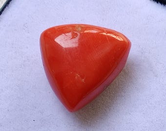 Genuine Italian Red Coral Cabochon, 100% Natural Red Coral Gemstone, Red Coral Ring Size Stone, Red Coral Trillion Shape Jewelry Making,