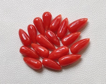 Cabujón de lágrima de coral rojo italiano de buena calidad, piedra preciosa de coral rojo 100 % natural, lágrima de coral para hacer joyas, suministros al por mayor.
