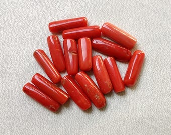 Cabujón de coral rojo italiano natural, piedra preciosa de coral rojo italiano 100 % natural, piedra preciosa de coral suelta, lote de forma de cápsula de coral rojo para fabricación de joyas