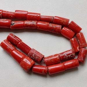 20 Inches Strand, AAA Natural Italian Coral Smooth Tube | Coral Gemstone Smooth Beads | 12X7 To 7X4 MM Coral Tube Shape Beads | Coral beads