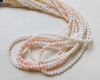 100% Natural Round Shape Beads,16 Inches Strand White Coral Pink Shaded Beads, Gemstone For Design Loose Jewlery Making