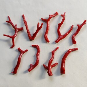 Barra de coral rojo italiano natural genuina, barra pulida de coral rojo italiano 100% natural. Coral Stick Brillante Pulido, Coral Stick.