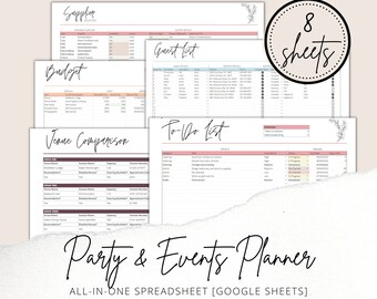 party plan jewelry companies Event and Party Planning Spreadsheet // Google Sheets // Digital Planner // Includes Task Planner, Budget Tracker & Guest List