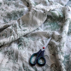 Mint Printed Linen Fabric. Lightweight linen for use in textiles for the home and clothing. Softer fabric for sewing.