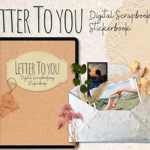 Pack d'autocollants pour scrapbooking numérique, vol. 2, planche d'ambiance Goodnotes, enveloppe PNG individuelle, livre d'autocollants élément de scrapbooking numérique réaliste