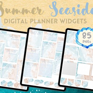 Seaside Summer Digital Planning Widgets, Beach Widgets for GoodNotes, Outdoors Digital Widgets, Watercolour Pre-cropped PNG, Picnic PDF file