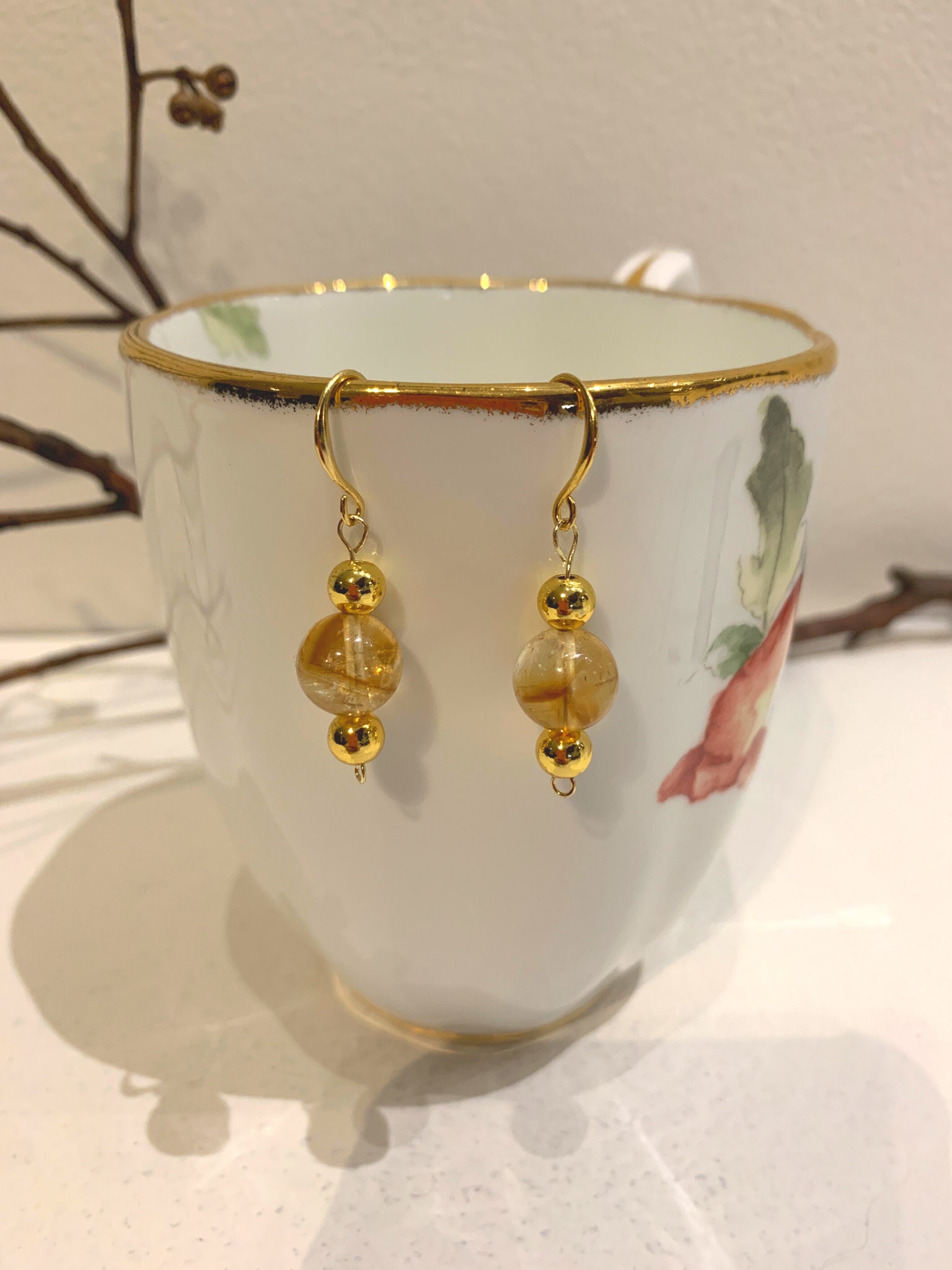 Collier Perles D'eau Douce & Citrine - Monture Gold Filled (plaqué Or) - Neuf Avec étiquette #1569