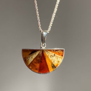 Amber Mosaic Pendant, Genuine natural Baltic Amber, s925, Pendant and Earrings Set available