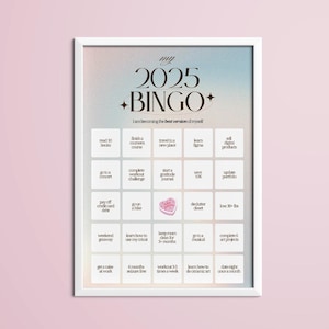 2025 Bingo Card Vision Board Digitale Vorlage - Digitaler Download, anpassbare Canva Vorlage (4 Farben + Schwarz und Weiß)