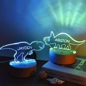 Personalised Dinosaur Night Light, Dinosaur Personalized LED Sign, Custom Name LED Lamp, Boys Nursery Decor, Gift for Kid, Kids Room Decor