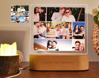 Custom Photo Night Light Lamp with USB, Photo Gifts Personalized Lamp Anniversary Gift, Photo Custom Acrylic Light,Personalized Picture Lamp