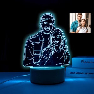 Couple Photo Night Light LED, 3D Night Lamp Gift for Lover, Photo Engraving, Custom Acrylic Night Light, Personalized Gift, Gift for Her