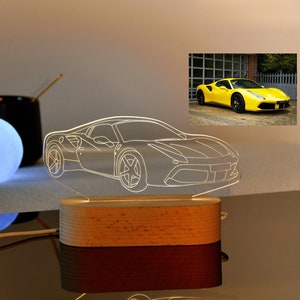Sports Car Night Light, Car Lamp, Handmade Led Table Lamp, Gift For Him,  3D Optical Illusion Lamp, Led Desk Lamp, Great Gift for Friend