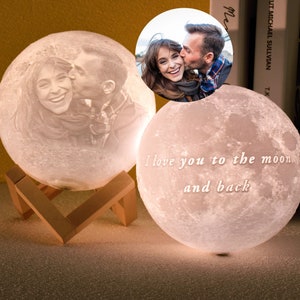 Personalized Photo Lamp, Custom Moon Lamp, Personalized Photo Led Light, Magic 3D Personalized Printed Lunar Night, Christmas Gift, BBf Gift image 1