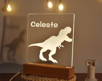 Dino Tier Nachtlicht, personalisiertes Dinosaurier-Nachtlicht, Dinosaurier-LED-Zeichen, personalisiertes Namens-Nachtlicht, Kinderzimmer-Nachtlicht