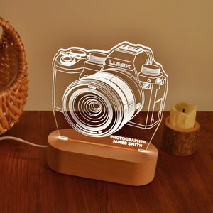 Camera Led Lamp Photographer Gift, 3D Illusion Lamp, Photographer Gift, Desk Lamp, Night Light for Photography Lover, Gift for Him or Her