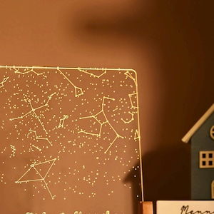 Veilleuse carte des étoiles, carte des étoiles personnalisée par date, lampe graphique de la constellation, étoiles cadeau interurbain, cadeau d'anniversaire, cadeau pour lui, cadeau pour couple