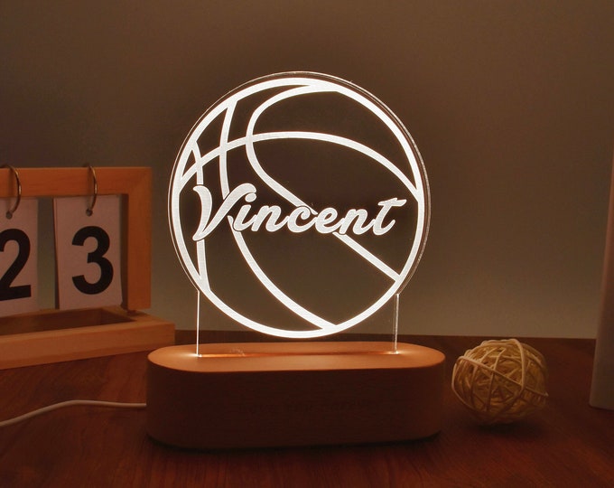 Basketball Personalized 3D Lamp, Basketball Night Light, NBA Light, Unique Bedroom Night Light, Basketball Gifts Ideas, Birthday Present