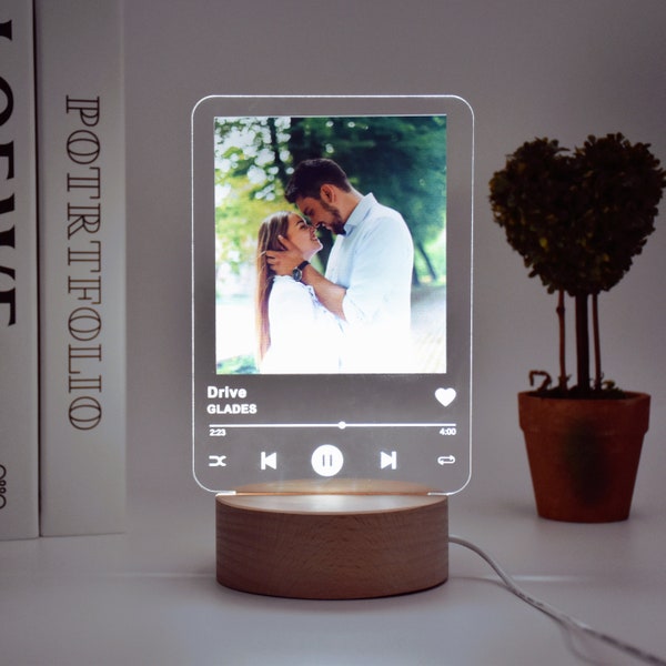 Personalized Song Led Lamp,Customized Acrylic Music Plaque,Custom Photo Lamp,Night Light,Personalized Music Plaque Lamp,Anniversary Gift