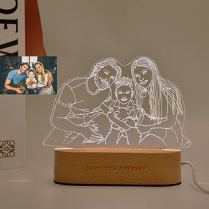 Benutzerdefinierte Fotolampe, benutzerdefinierte 3D-Lampengeschenk, benutzerdefinierte Line Art-Fotolampe, benutzerdefinierte 3D-Lampe, Geburtstagsgeschenk, Hochzeitsgeschenk, Muttertagsgeschenk, Hochzeitsgeschenk Bild 1