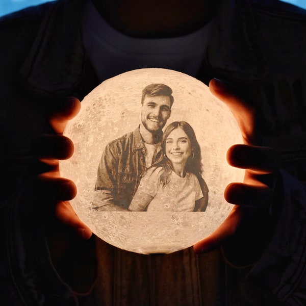 Personalized Photo Lamp, Custom Moon Lamp, 3D Printed Moon Lamp, Magic 3D Personalized Printed Lunar Night, Christmas Gift, BBf Gift