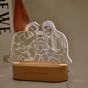 Benutzerdefinierte Fotolampe, benutzerdefinierte 3D-Lampengeschenk, benutzerdefinierte Line Art-Fotolampe, benutzerdefinierte 3D-Lampe, Geburtstagsgeschenk, Hochzeitsgeschenk, Muttertagsgeschenk, Hochzeitsgeschenk Bild 2