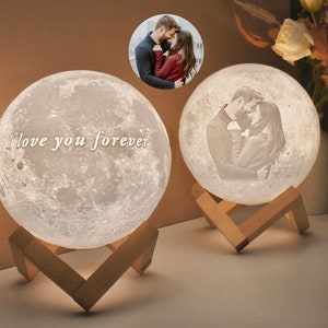 Personalized 3d Photo printed Lunar night Moon Lamp, Custom Photo 3D Moon Lamp, Lunar Moon Lamp, Couples Gifts, Bedside lamp, Gifts for Mom