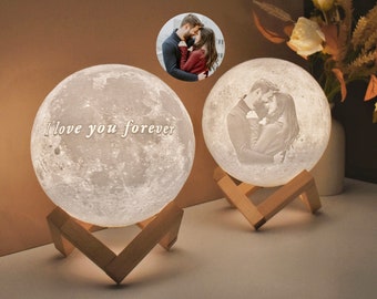 Personalisierte 3D Foto gedruckte Mond Nacht Mond Lampe, Benutzerdefinierte Foto 3D Mond Lampe, Mond Mond Lampe, Geschenke für Paare, Nachttischlampe, Geschenke für Mama