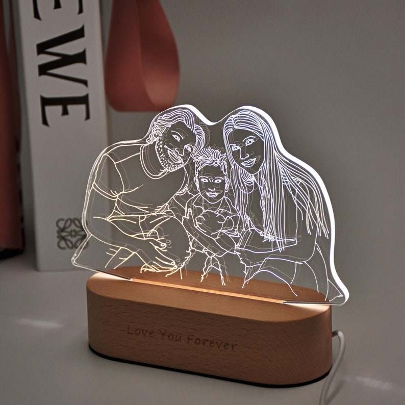 Benutzerdefinierte Fotolampe, benutzerdefinierte 3D-Lampengeschenk, benutzerdefinierte Line Art-Fotolampe, benutzerdefinierte 3D-Lampe, Geburtstagsgeschenk, Hochzeitsgeschenk, Muttertagsgeschenk, Hochzeitsgeschenk Bild 4